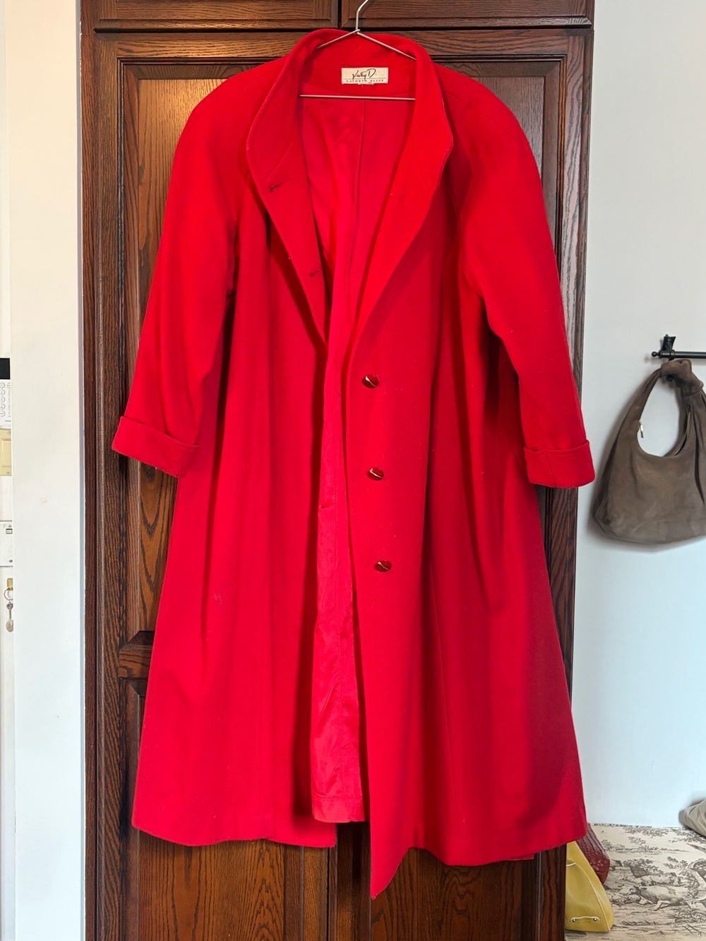 Vintage Women’s Red Classic Wool Trench Coat oversized